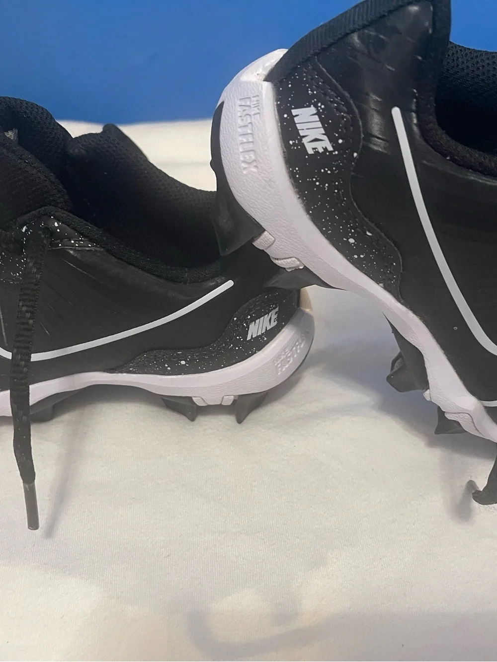 Nike alpha Huarache 10C Kids Black Athletic baseball cleats with White Logo